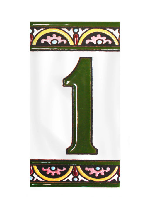 Granada Number 1 Spanish Ceramic House Number 6in