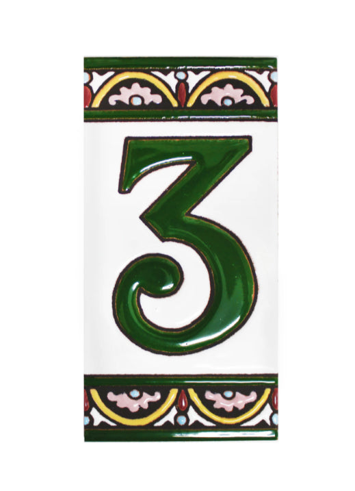 Granada Number 3 Spanish Ceramic House Number 6in