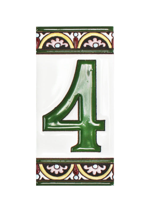 Granada Number 4 Spanish Ceramic House Number 6in