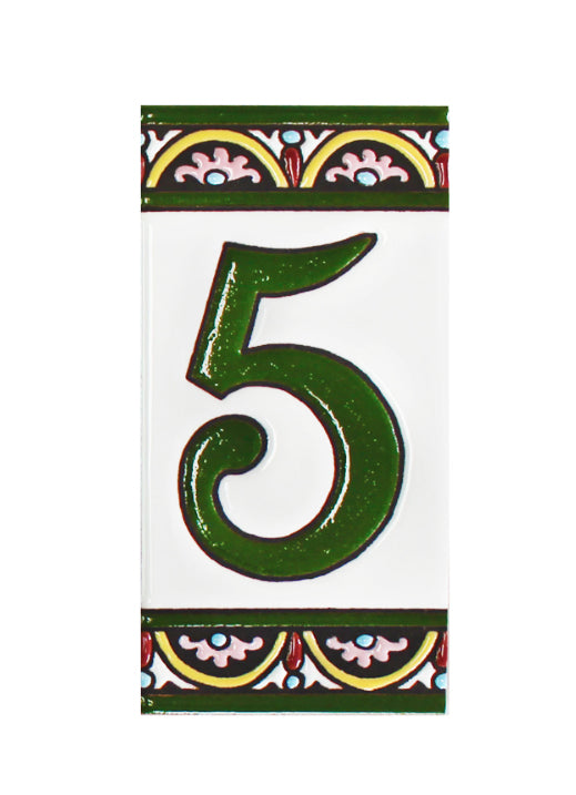 Granada Number 5 Spanish Ceramic House Number 6in