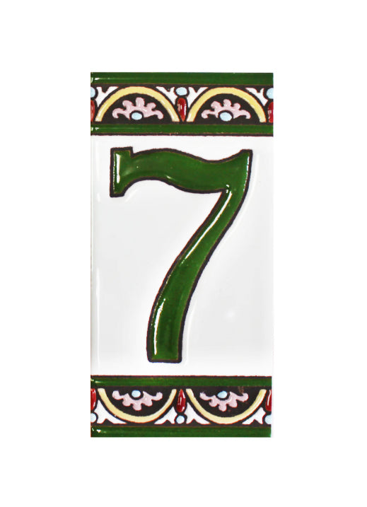 Granada Number 7 Spanish Ceramic House Number 6in