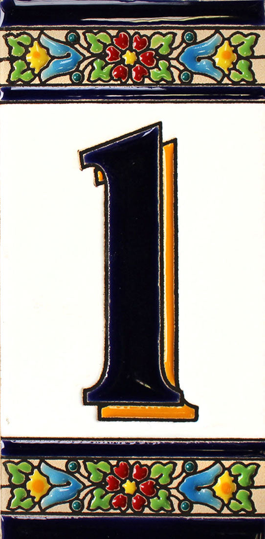 Cadiz 1 Spanish  Ceramic House Number 6in