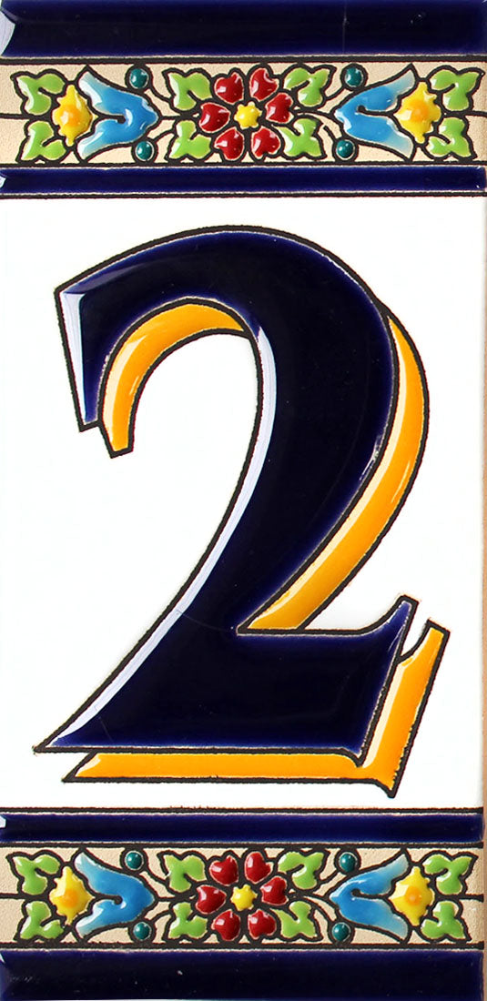 Cadiz 2 Spanish Ceramic House Number 6in