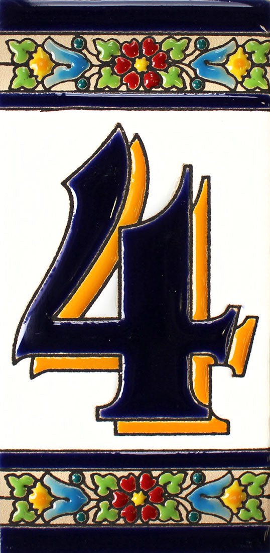 Cadiz 4 Spanish Ceramic House Number 6in