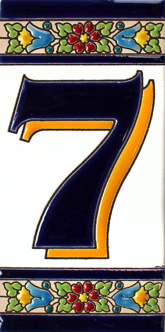 Cadiz 7 Spanish Ceramic House Number 6in