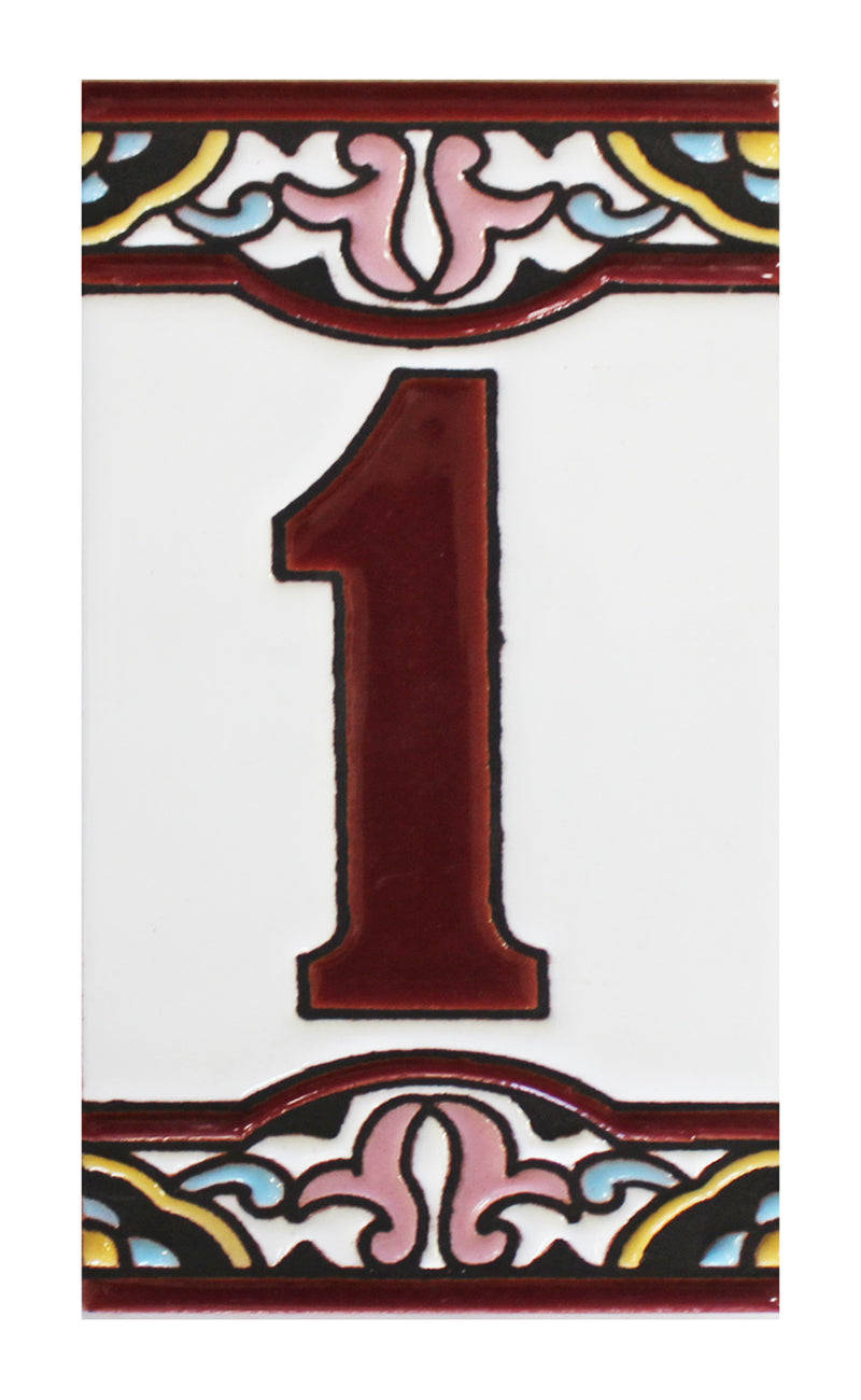 Barcelona 1    Spanish Ceramic House Number 6in   XB1