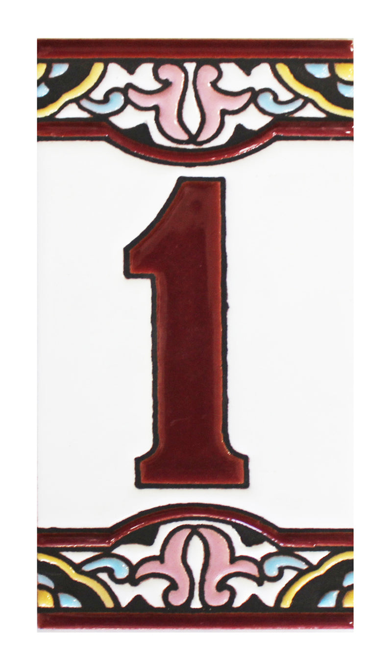 Barcelona 1    Spanish Ceramic House Number 6in   XB1