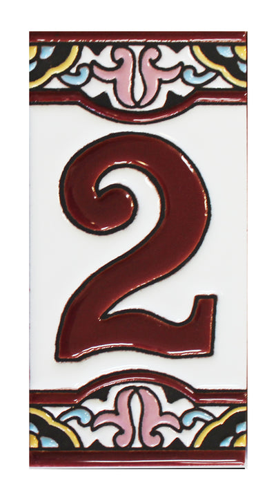 Barcelona 2    Spanish Ceramic House Number 6in   XB2