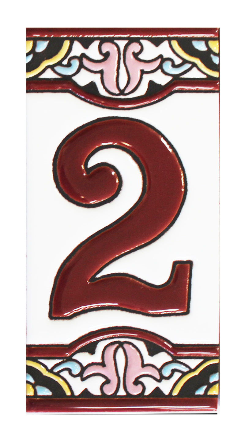 Barcelona 2    Spanish Ceramic House Number 6in   XB2