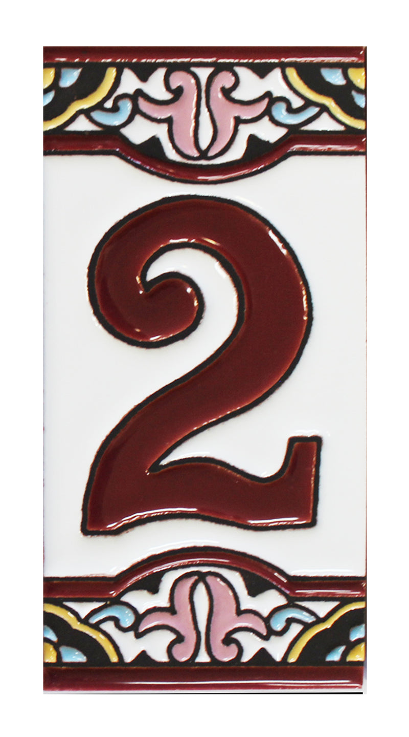 Barcelona 2    Spanish Ceramic House Number 6in   XB2