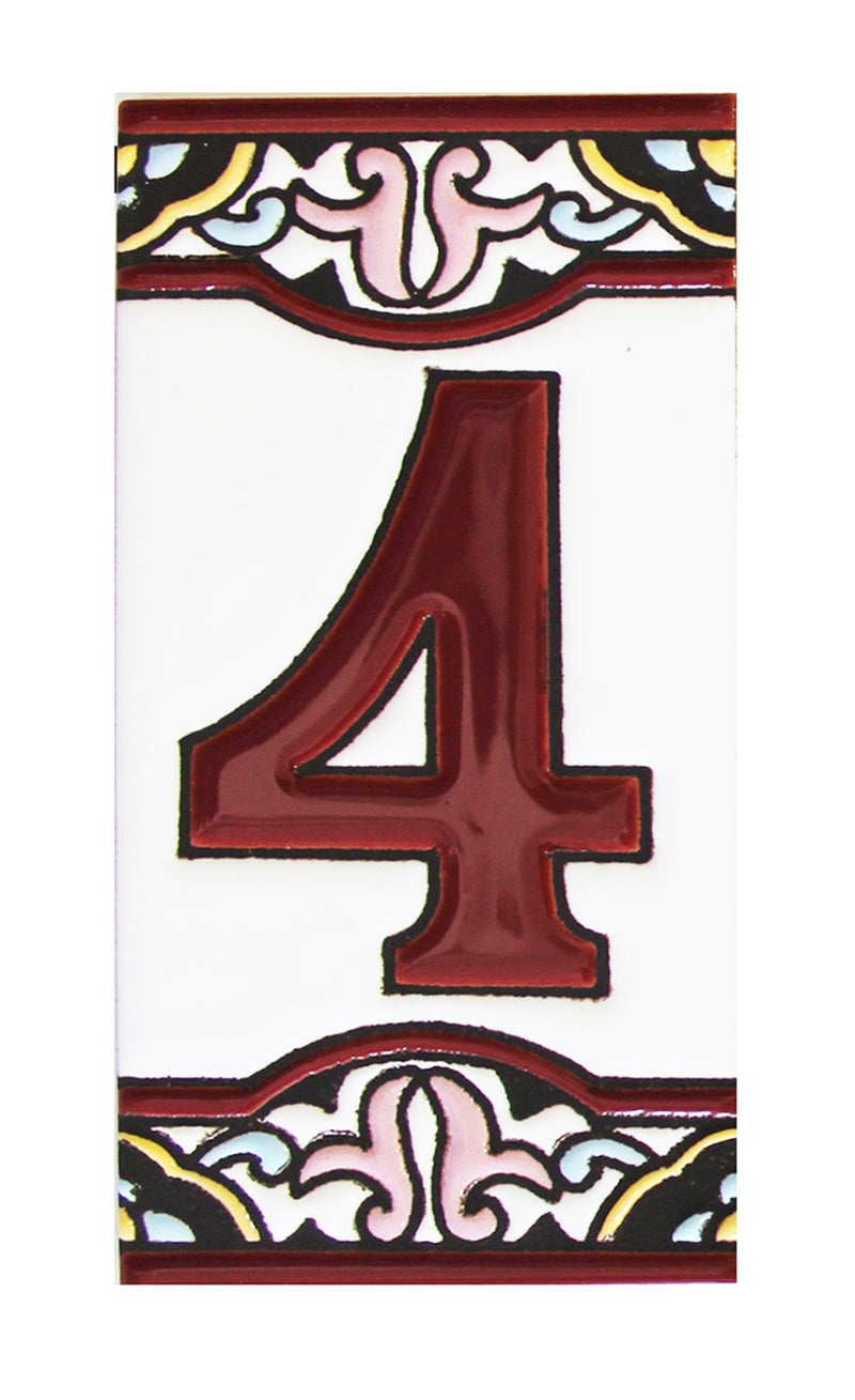 Barcelona 4     Spanish Ceramic House Number 6in   XB4