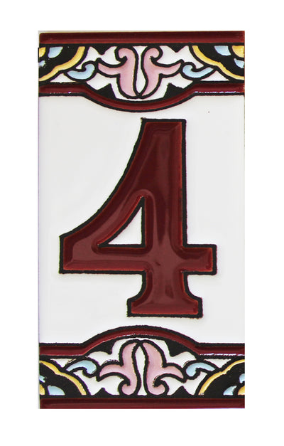 Barcelona 4     Spanish Ceramic House Number 6in   XB4