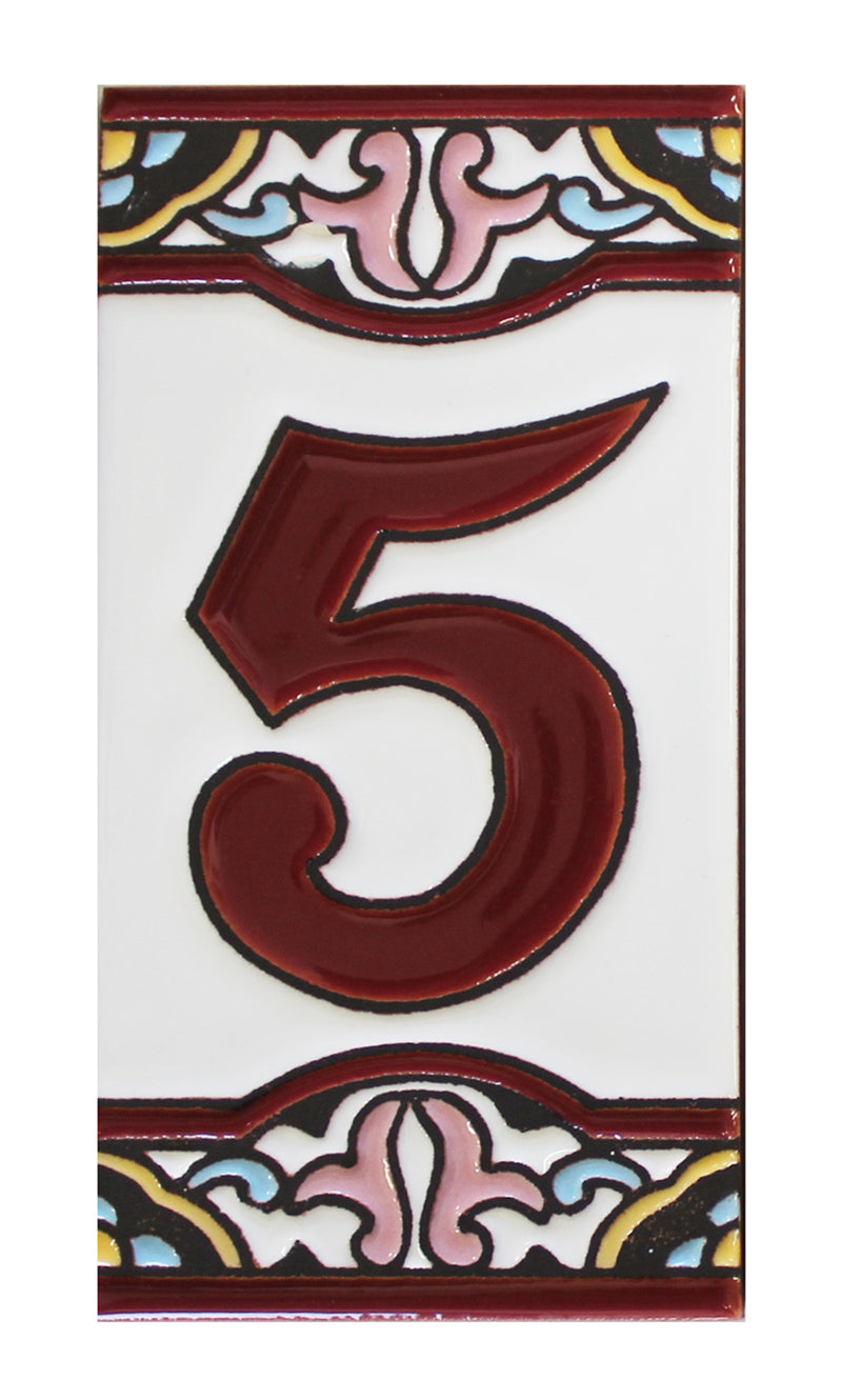 Barcelona  5  Spanish Ceramic House Number 6in  XB5