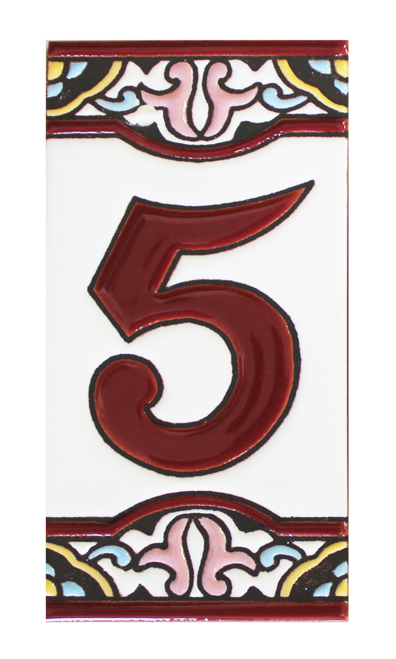 Barcelona  5  Spanish Ceramic House Number 6in  XB5