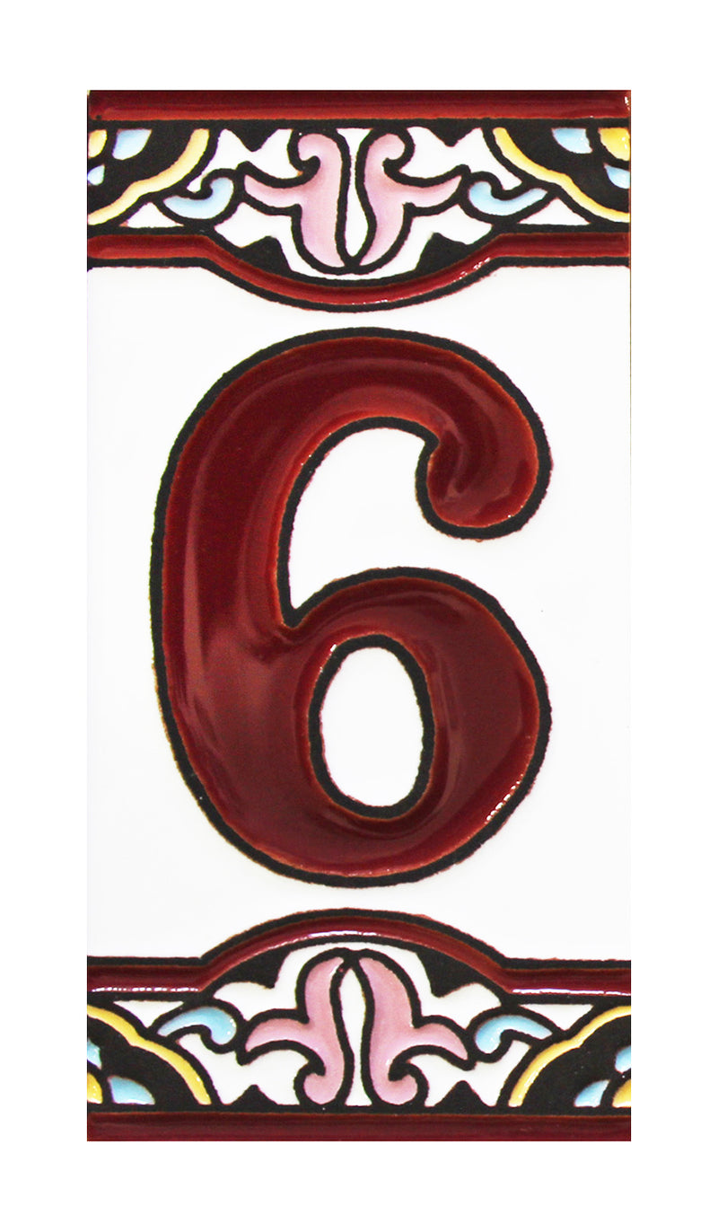 Barcelona 6    Spanish Ceramic House Number 6in    XB6
