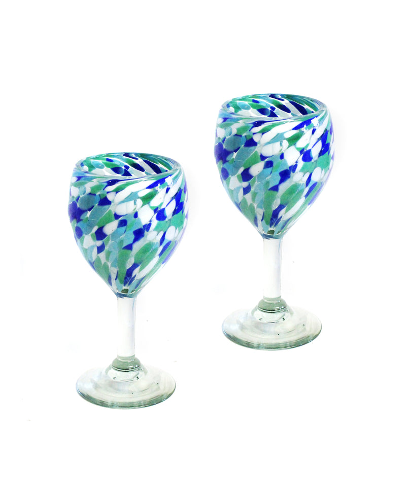 Handblown Wine Glasses Set of 2 OCEAN--CLUCWG-8