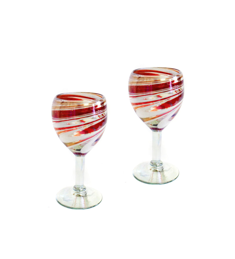 Handblown Wine Glasses Set of 2 RED WHITE--CLUCWG-3
