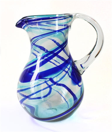 Handblown Glass Pitcher BLUE and AQUA   CLUCPP-1