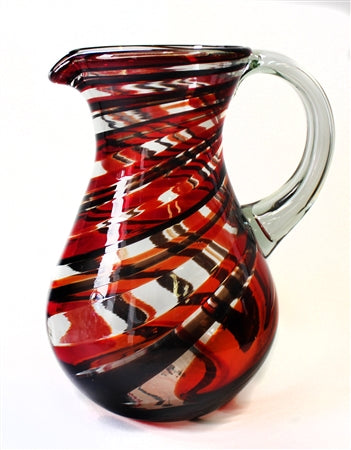 Handblown Glass Pitcher CHOCOLATE and RED   CLUCPP-5
