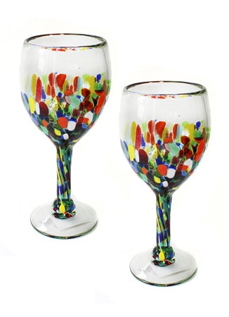 Handblown Wine Glasses Set of 2 CONFETTI--CLUCWG-5
