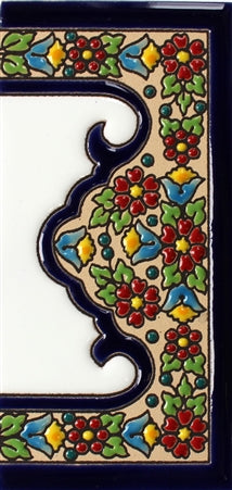 Cadiz Spanish Wide Trim Ceramic House Number  (Pair) 6in